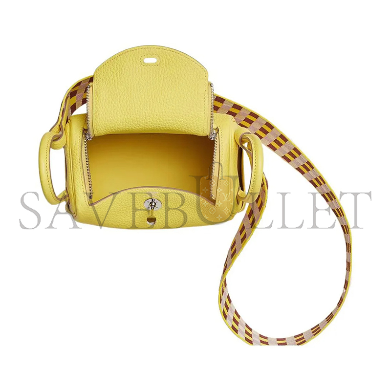 HERMES LINDY MINI 19 BAG CLEMENCE PALLADIUM HARDWARE H083720CKAC (19*12*9.5cm)